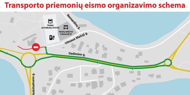 Ribojamas transporto priemonių eismas prie Trakų autobuso stoties